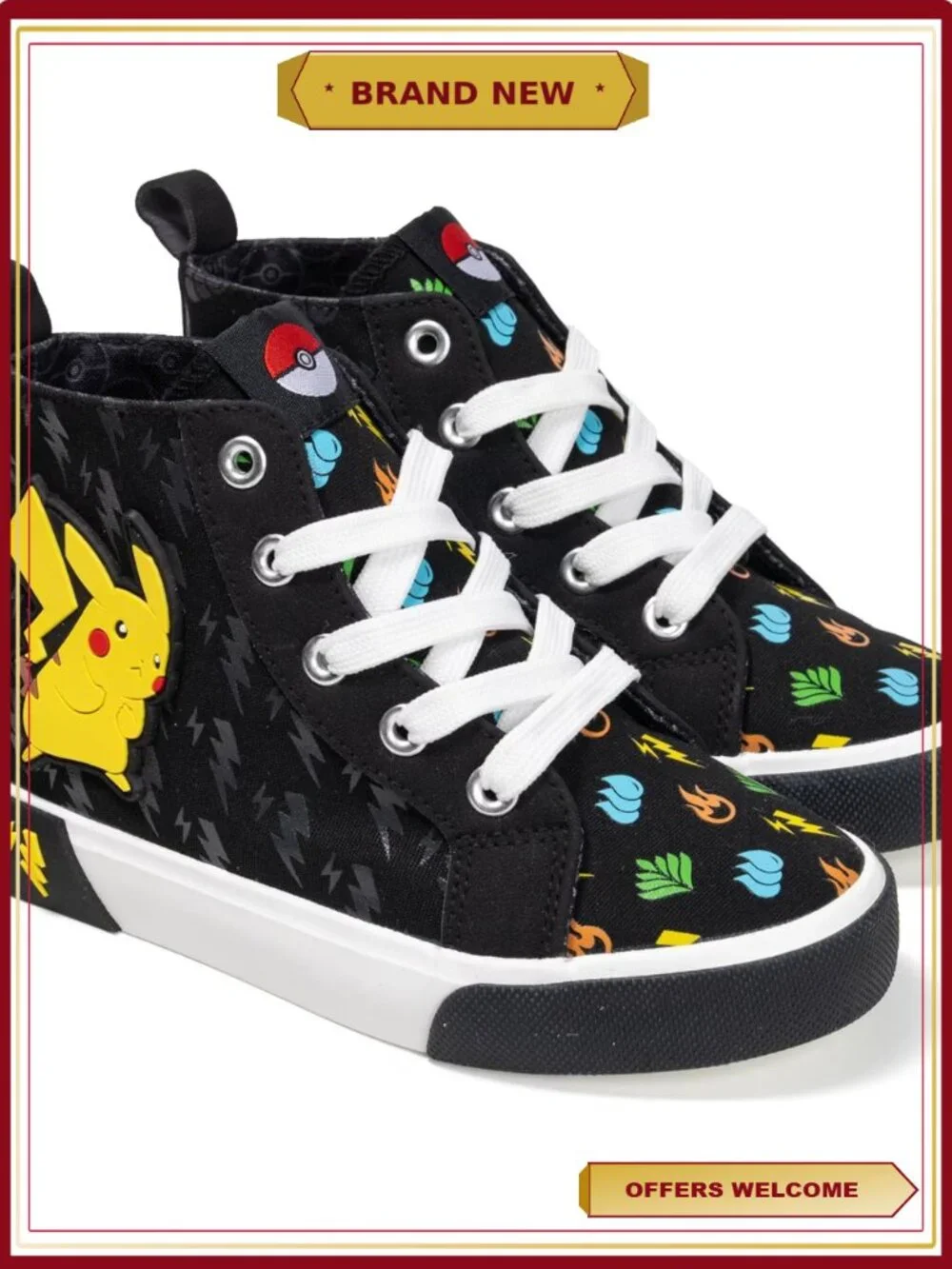Pikachu High Top Sneakers Boys Athletic Shoes